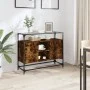 Glass and wood sideboard, smoked oak engineering, 98x35x81 cm by , Sideboards - Ref: Foro24-846071, Price: 89,82 €, Discount: %