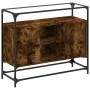 Glass and wood sideboard, smoked oak engineering, 98x35x81 cm by , Sideboards - Ref: Foro24-846071, Price: 89,82 €, Discount: %