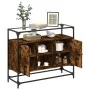 Glass and wood sideboard, smoked oak engineering, 98x35x81 cm by , Sideboards - Ref: Foro24-846071, Price: 89,82 €, Discount: %