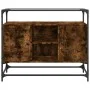 Glass and wood sideboard, smoked oak engineering, 98x35x81 cm by , Sideboards - Ref: Foro24-846071, Price: 89,82 €, Discount: %