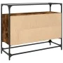 Glass and wood sideboard, smoked oak engineering, 98x35x81 cm by , Sideboards - Ref: Foro24-846071, Price: 89,82 €, Discount: %