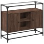 Glass and wood sideboard in brown oak engineering, 98x35x81 cm. by , Sideboards - Ref: Foro24-846073, Price: 101,17 €, Discou...