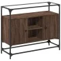 Glass and wood sideboard in brown oak engineering, 98x35x81 cm. by , Sideboards - Ref: Foro24-846073, Price: 99,75 €, Discoun...