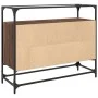 Glass and wood sideboard in brown oak engineering, 98x35x81 cm. by , Sideboards - Ref: Foro24-846073, Price: 99,75 €, Discoun...
