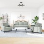 Dreiteiliges Sofaset mit hellgrauen Samtkissen. von , Sofas - Ref: Foro24-3278351, Preis: 566,26 €, Rabatt: %