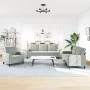 Set of sofas with 3 light gray velvet cushions by , Sofas - Ref: Foro24-3278351, Price: 576,66 €, Discount: %