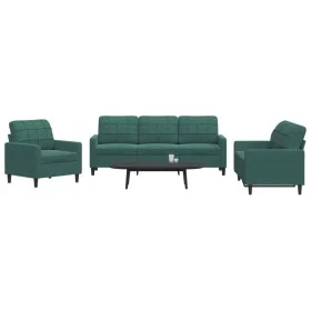 3-piece dark green velvet sofa set with cushions by , Sofas - Ref: Foro24-3278353, Price: 703,86 €, Discount: %