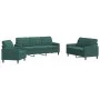 3-piece dark green velvet sofa set with cushions by , Sofas - Ref: Foro24-3278353, Price: 703,86 €, Discount: %