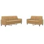 Set of sofas with 2 brown velvet cushions by , Sofas - Ref: Foro24-3278398, Price: 541,20 €, Discount: %