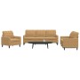 Three-piece brown velvet sofa set with cushions by , Sofas - Ref: Foro24-3278358, Price: 702,48 €, Discount: %