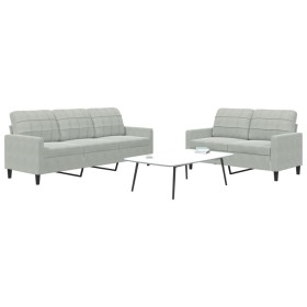 Zweiteiliges Sofaset mit Kissen aus hellgrauem Samt. von , Sofas - Ref: Foro24-3278391, Preis: 457,59 €, Rabatt: %