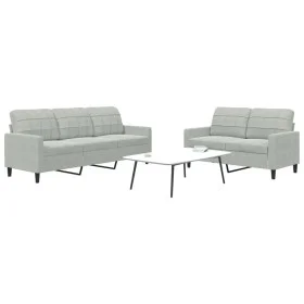 Zweiteiliges Sofaset mit Kissen aus hellgrauem Samt. von , Sofas - Ref: Foro24-3278391, Preis: 466,24 €, Rabatt: %