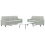 Set of sofas with 2 light gray velvet cushions by , Sofas - Ref: Foro24-3278391, Price: 457,59 €, Discount: %
