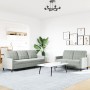 Set of sofas with 2 light gray velvet cushions by , Sofas - Ref: Foro24-3278391, Price: 457,59 €, Discount: %