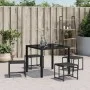 Gartenhocker mit Kissen, 4 Stück, aus schwarzem Stahl und Textilene. von , Hocker für den Außenbereich - Ref: Foro24-4008594,...