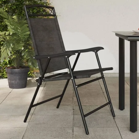 Folding garden chairs 8 pcs steel and gray melange textilene by , Garden chairs - Ref: Foro24-3157294, Price: 343,58 €, Disco...