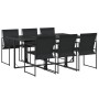 Juego de comedor para jardín 7 piezas textilene negro
