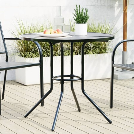 Runder Terrassentisch aus anthrazitgrauem Stahl Ø80x72,5 cm von , Gartentische - Ref: Foro24-4009263, Preis: 118,87 €, Rabatt: %