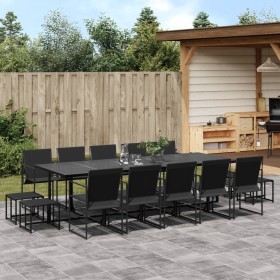 Garden dining set, 15 pieces, black textilene by , Garden sets - Ref: Foro24-3295131, Price: 700,14 €, Discount: %
