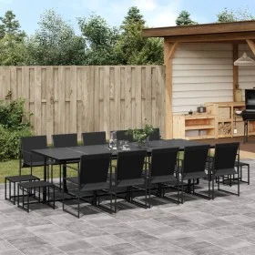 Garden dining set, 15 pieces, black textilene by , Garden sets - Ref: Foro24-3295131, Price: 690,81 €, Discount: %