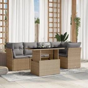 Garden sofa set with 6-piece synthetic rattan beige cushions by , Garden sets - Ref: Foro24-3266569, Price: 413,13 €, Discoun...