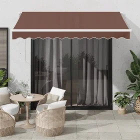 Manual retractable awning with LED light brown 300x250 cm by , Awnings - Ref: Foro24-3215374, Price: 280,48 €, Discount: %