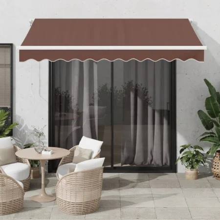 Manual retractable awning with LED light brown 300x250 cm by , Awnings - Ref: Foro24-3215374, Price: 280,48 €, Discount: %