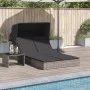 Double sun lounger with canopy and gray synthetic rattan cushions by , Loungers - Ref: Foro24-368639, Price: 273,99 €, Discou...
