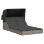 Double sun lounger with canopy and gray synthetic rattan cushions by , Loungers - Ref: Foro24-368639, Price: 278,48 €, Discou...