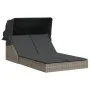 Double sun lounger with canopy and gray synthetic rattan cushions by , Loungers - Ref: Foro24-368639, Price: 273,99 €, Discou...
