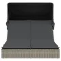 Double sun lounger with canopy and gray synthetic rattan cushions by , Loungers - Ref: Foro24-368639, Price: 273,99 €, Discou...