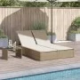 Double sun lounger with beige synthetic rattan cushions by , Loungers - Ref: Foro24-368632, Price: 259,59 €, Discount: %