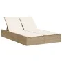Double sun lounger with beige synthetic rattan cushions by , Loungers - Ref: Foro24-368632, Price: 259,59 €, Discount: %