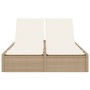 Doppel-Liegestuhl mit beigen Kunststoff-Rattan-Kissen. von , Liegen - Ref: Foro24-368632, Preis: 278,23 €, Rabatt: %