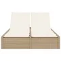 Double sun lounger with beige synthetic rattan cushions by , Loungers - Ref: Foro24-368632, Price: 259,59 €, Discount: %