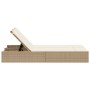 Doppel-Liegestuhl mit beigen Kunststoff-Rattan-Kissen. von , Liegen - Ref: Foro24-368632, Preis: 278,23 €, Rabatt: %
