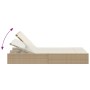 Doppel-Liegestuhl mit beigen Kunststoff-Rattan-Kissen. von , Liegen - Ref: Foro24-368632, Preis: 278,23 €, Rabatt: %