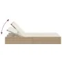 Double sun lounger with beige synthetic rattan cushions by , Loungers - Ref: Foro24-368632, Price: 259,59 €, Discount: %