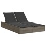 Double sun lounger with gray synthetic rattan cushions by , Loungers - Ref: Foro24-368630, Price: 268,74 €, Discount: %