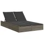 Double sun lounger with gray synthetic rattan cushions by , Loungers - Ref: Foro24-368630, Price: 263,90 €, Discount: %