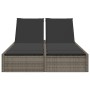 Double sun lounger with gray synthetic rattan cushions by , Loungers - Ref: Foro24-368630, Price: 268,74 €, Discount: %