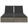 Double sun lounger with gray synthetic rattan cushions by , Loungers - Ref: Foro24-368630, Price: 263,90 €, Discount: %