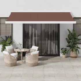 Manual retractable brown awning 400x300 cm by , Awnings - Ref: Foro24-3215720, Price: 931,68 €, Discount: %