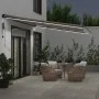 Automatic retractable awning with LED light in anthracite and white, 500x300cm. by , Awnings - Ref: Foro24-3310241, Price: 61...