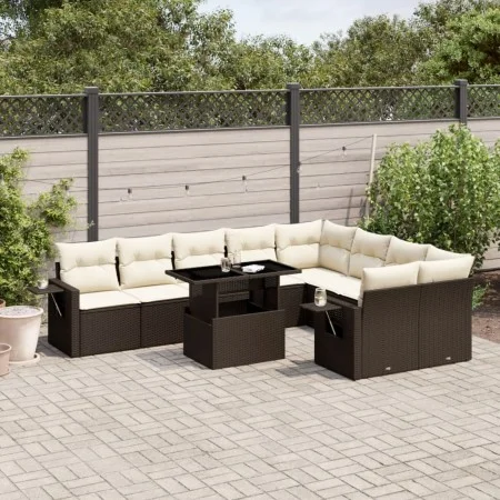 Garden sofa set 10 pieces and brown synthetic rattan cushions by , Garden sets - Ref: Foro24-3268133, Price: 700,87 €, Discou...