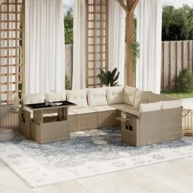 Garden sofa set with beige cushions, 10 pieces, synthetic rattan. by , Garden sets - Ref: Foro24-3268138, Price: 722,49 €, Di...