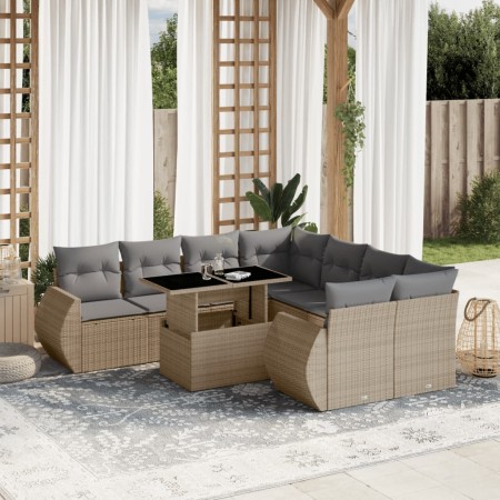 9-piece garden sofa set with beige synthetic rattan cushions by , Garden sets - Ref: Foro24-3268429, Price: 593,40 €, Discoun...