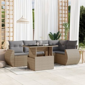 Garden sofa set with 6-piece synthetic rattan beige cushions by , Garden sets - Ref: Foro24-3268519, Price: 442,04 €, Discoun...