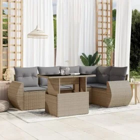 Garden sofa set with 6-piece synthetic rattan beige cushions by , Garden sets - Ref: Foro24-3268519, Price: 455,72 €, Discoun...