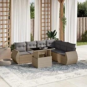 Set of 7-piece garden sofas and beige synthetic rattan cushions by , Garden sets - Ref: Foro24-3268559, Price: 518,96 €, Disc...